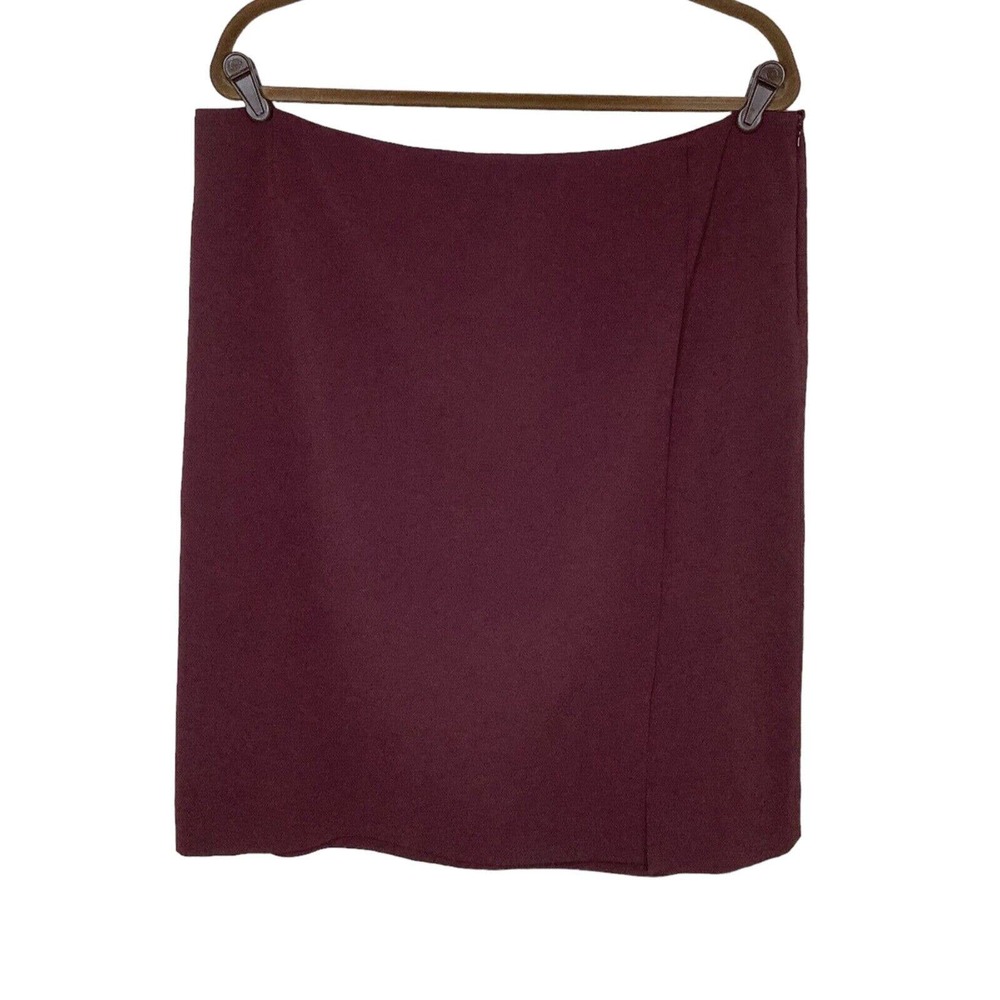 MM Lafleur Skirt Womens 1X Burgundy Brown Slit Pencil Knee Length Zip Mulberry